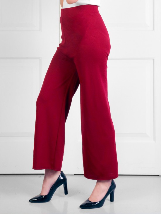 Solid Color Wide-Leg Full-length Pants